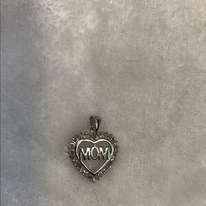 Silver 'MOM' Heart Pendant Necklace Charm
